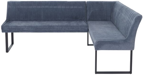 Eckbank HWC-O82, Esszimmerbank Bank, Öko-Tex (310g/m²) Chenille Stoff/Textil Metall 210x159cm ~ blau Bild 8