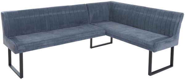 Eckbank HWC-O82, Esszimmerbank Bank, Öko-Tex (310g/m²) Chenille Stoff/Textil Metall 210x159cm ~ blau Bild 7
