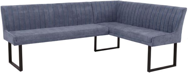 Eckbank HWC-O82, Esszimmerbank Bank, Öko-Tex (310g/m²) Chenille Stoff/Textil Metall 210x159cm ~ blau Bild 9