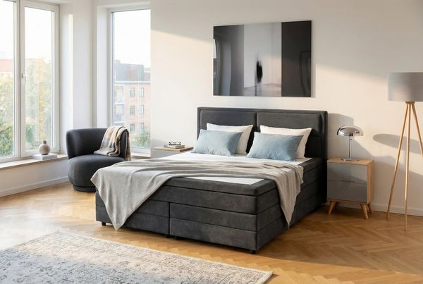 OTTO home Boxspringbett FYNNA in den Breiten 140 & 180cm erhältlich, inkl. Bettkasten, inkl. Topper, erhältlich in verschiedenen Farben