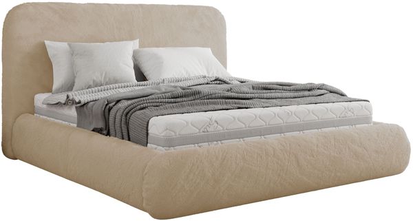 Bett mit Stauraum Polsterbett BENEA CLASSIC, Doppelbett mit Lattenrost Gepolstertes Kopfteil Gasdruckfeder Schlafzimmerbett - 200 x 200 cm - Creme Plüsch Bild 5