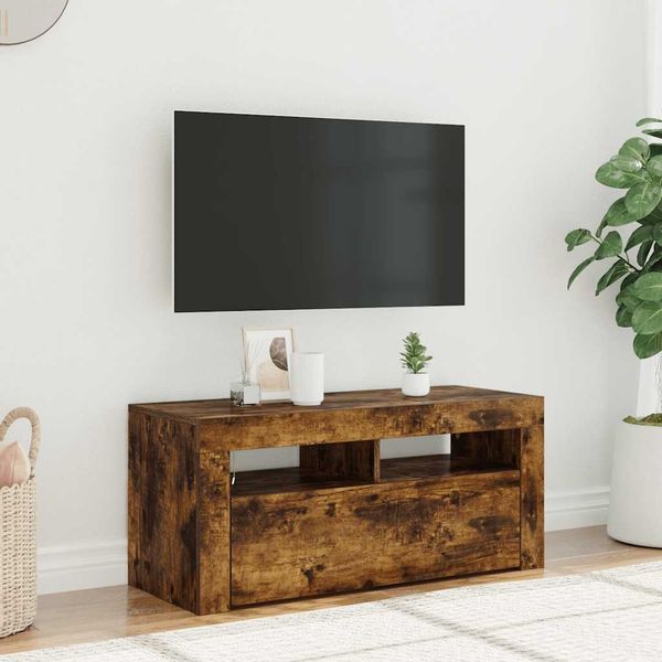 vidaXL TV-Schrank mit LED-Leuchten Räuchereiche 90 x 35 x 40 cm [822721]