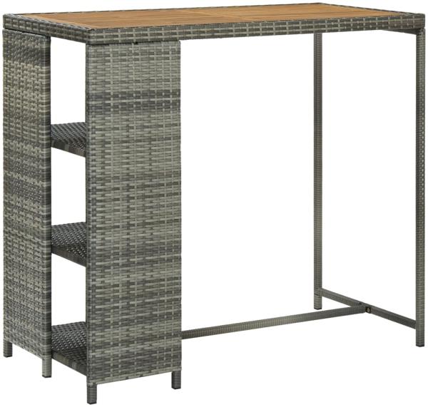 vidaXL Bartisch mit Regal Grau 120x60x110 cm Poly Rattan [313479]