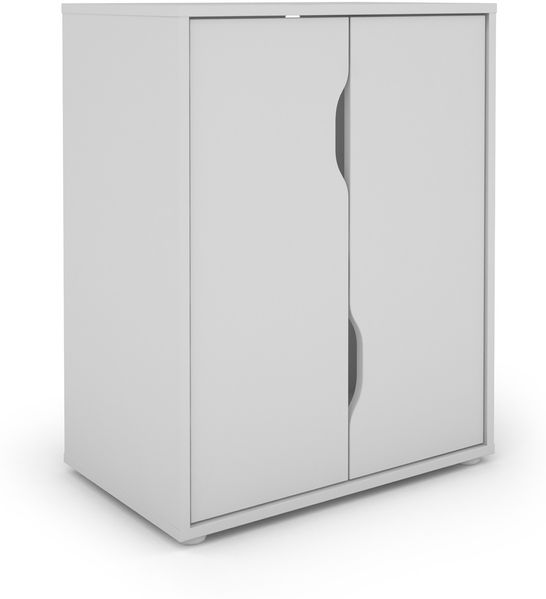 Aktenschrank >BELFAST< grifflos, 2 Türen, 1 Boden, Weiß - 60 x 76,5, 37cm (BxHxT)