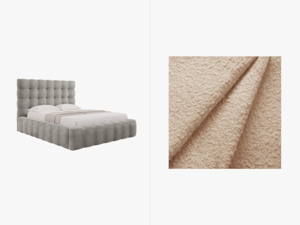 Micadoni Stauraumbett mit Kopfteil Mamaia Boucle Baloo Beige 140x200