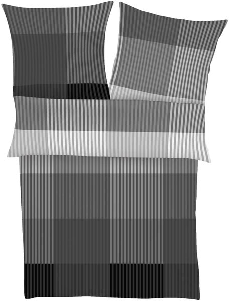 IBENA Bettwäsche BUGATTI Flanell BL 155x220 cm grau Bettbezug Bettzeug