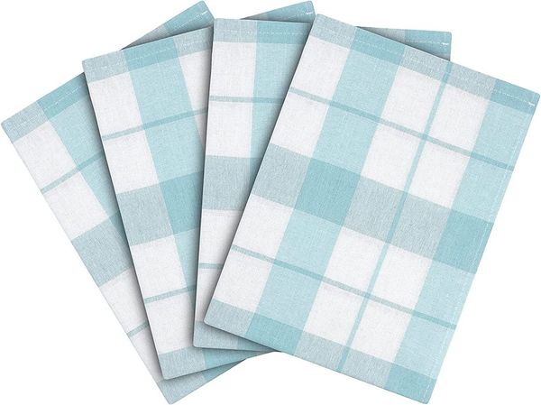 Zestri Geschirrtuch 4er-Set aus 100% Baumwolle, 50x70 cm Küchenhandtücher mit Aufhänger, (4 Stück), saugstarke Geschirrhandtücher, kariert, Geschirr Handtuch