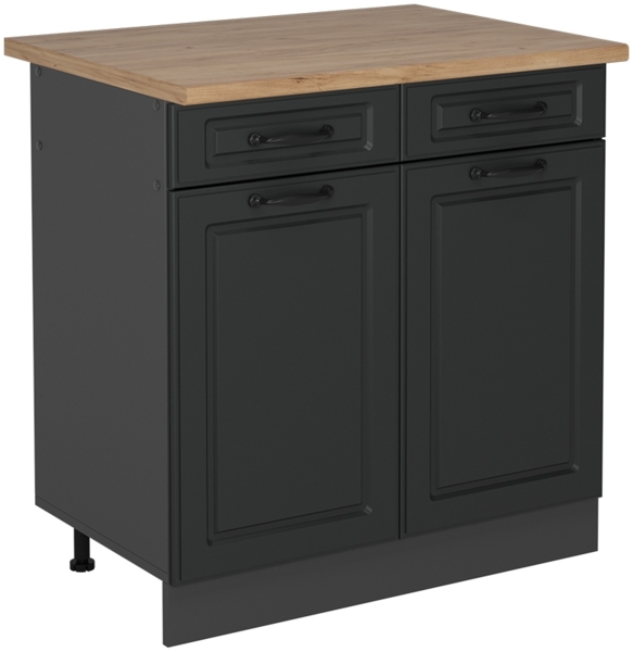 Küchenunterschrank R-Line Anthrazit Landhaus 80 cm , AP Eiche Vicco