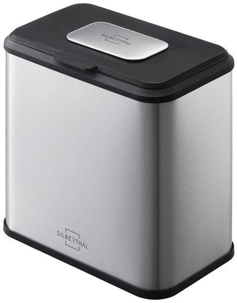SILBERTHAL Biomülleimer klein Edelstahl 4 Liter für die Küche, zum Einhängen, Stellen oder Ankleben