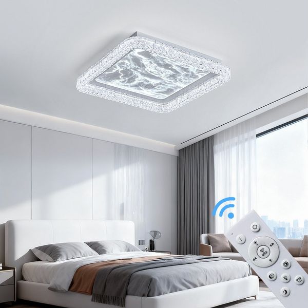 Eurotondisplay LED Deckenleuchte LED Deckenleuchte Fernbedienung Lichtfarbe/Helligkeit einstellbar, LED fest integriert, Warmweiß, Neutralweiß, Kaltweiß, Mit Fernbedienung Lichtfarbe- und Helligkeit einstellbar