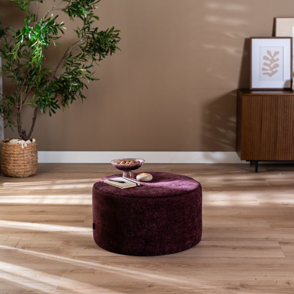 Bronx71 Hocker Elle rund Chenille lila ø70 cm