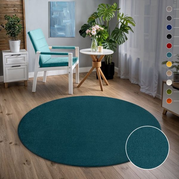 Sanat Teppich Uni, rund, Höhe: 13 mm, robuster Kurzflorteppich, große Farbauswahl, Wohnzimmer, alle Räume