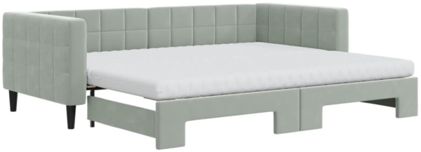 vidaXL Tagesbett Ausziehbar mit Matratzen Hellgrau 90x200 cm Samt 3196715