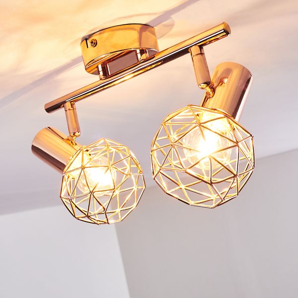 hofstein Deckenleuchte »Torano« Deckenlampe aus Metall in Kupfer, ohne Leuchtmittel, mit verstellbaren Strahlern, 2xE14, Retro/Vintage Design