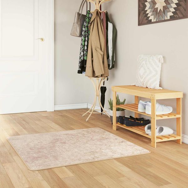 vidaXL Teppichläufer MARSA Beige 100x100 cm Polyester und PVC 42023089