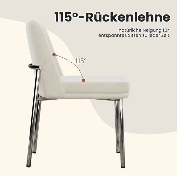 Esszimmerstuhl 6er Set 82cm×48cm×53cm aus Samt in Beige mit silbernem Metallrahmen Bild 9
