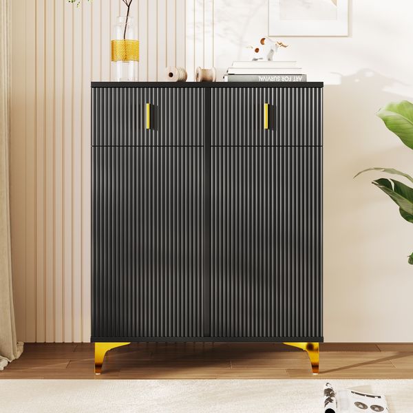 Flurschrank 83x35x101 cm - Elegantes Design in Schwarz mit Push-to-Open-Funktion