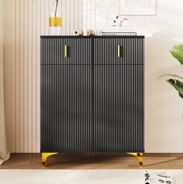 Flurschrank 83x35x101 cm - Elegantes Design in Schwarz mit Push-to-Open-Funktion