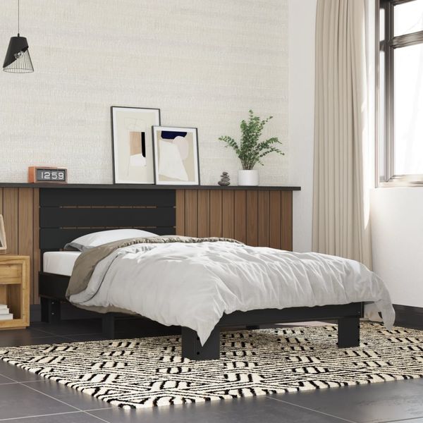 vidaXL Bettgestell Schwarz 75x190 cm Holzwerkstoff und Metall 845747