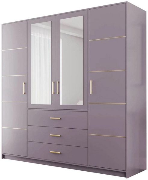 Beautysofa Kleiderschrank Kleiderschrank mit 4 türen BALI D4 Garderobenschrank mit Spiegel