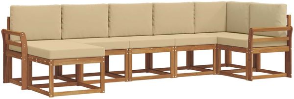 vidaXL Outdoor-Sofagarnitur mit Kissen 7 pcs Natur und Beige 3366711 Bild 2
