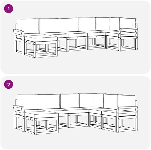 vidaXL Outdoor-Sofagarnitur mit Kissen 7 pcs Natur und Beige 3366711 Bild 7