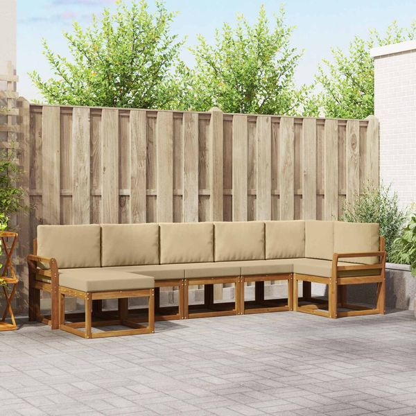 vidaXL Outdoor-Sofagarnitur mit Kissen 7 pcs Natur und Beige 3366711