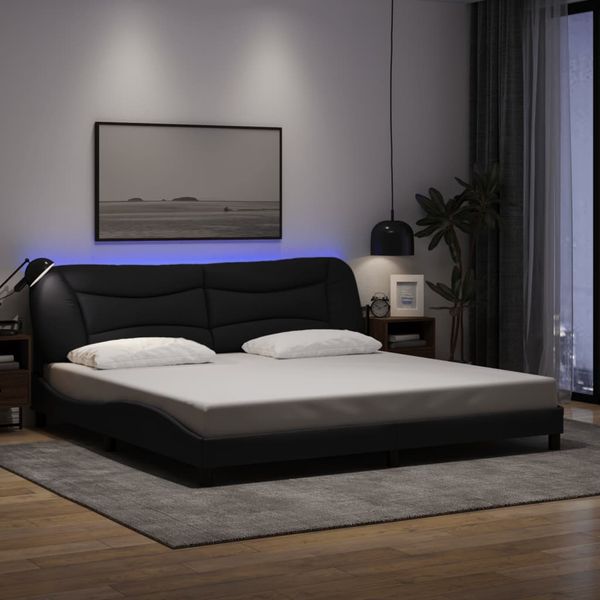 vidaXL Bettgestell mit LED ohne Matratze "Hvar" Schwarz 200x200 cm Stoff 3213727