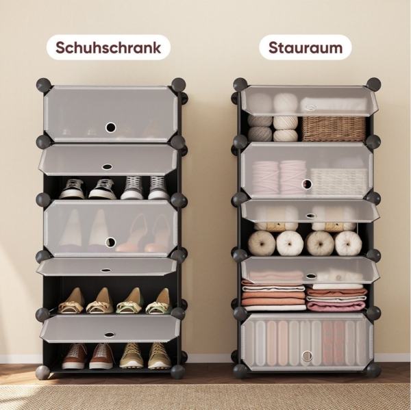 Sekey Schuhregal Platzsparendes Schuhregal mit Stecksystem – 10 Ebenen, Hoch & Schmal, Schuhaufbewahrung für 20–30 Paar Schuhe Bild 2