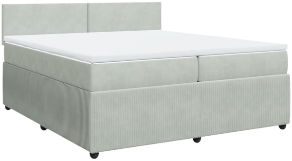 vidaXL Boxspringbett mit Matratze Hellgrau 200x200 cm Samt 3287824