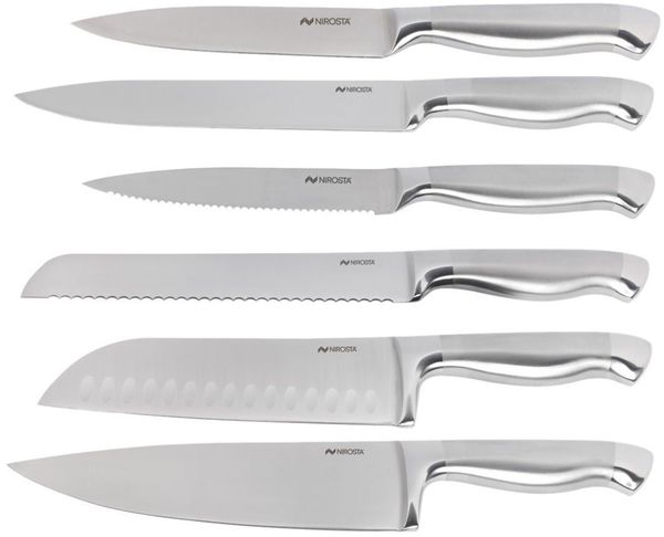 Nirosta Messer-Set Santukomesser, Universalmesser, Kochmesser, Küchenmesser gezahnt