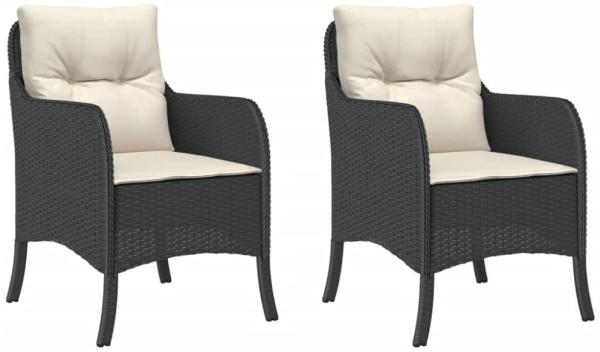 vidaXL Gartenstühle mit Kissen 2 Stk. Schwarz Poly Rattan 365144 Bild 10