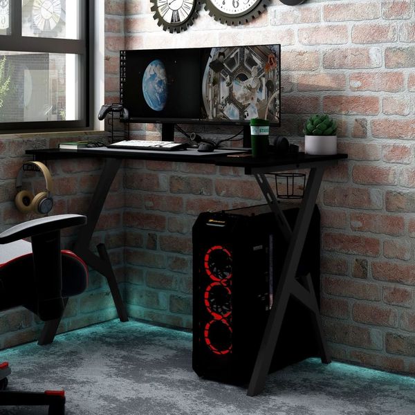 vidaXL Gaming-Schreibtisch mit Y-Gestell Schwarz 90x60x75 cm 325404