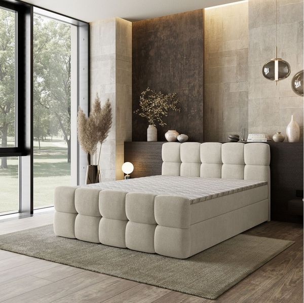 Masseno Boxbett BRUME 140x200 cm mit Bonell Matratze und Topper