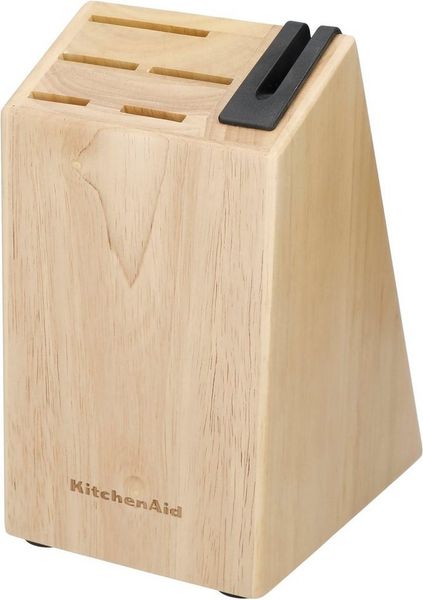 KitchenAid Messerblock Classic (5tlg), Messer japanischer Stahl, Schärfer, Birkenholzblock
