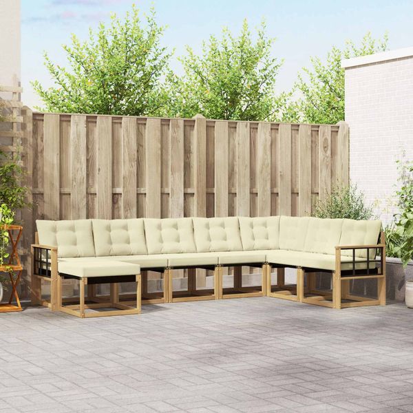 vidaXL Outdoor-Sofagarnitur mit Kissen 8 pcs Weiß und Creme 3389768