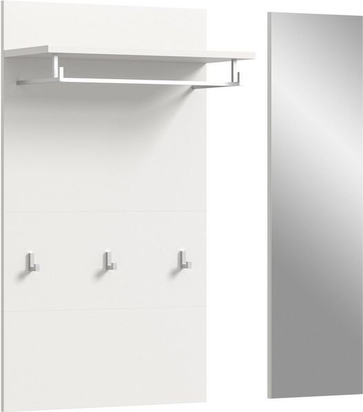 OTTO home Garderobenpaneel AOSTA, 2 teilig, inkl. Spiegel, 3 Haken, Ablageboden (2 St, in verschiedenen Farbausführungen erhältlich, individuell kombinierbar), Paneel, Spiegel, Set, Flurgarderobe, Wandgarderobe, Wandpaneel