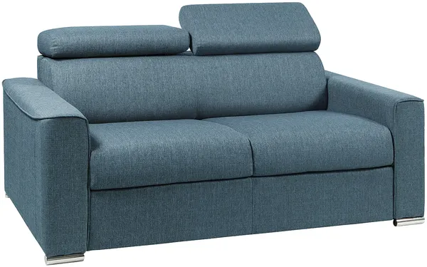Schlafsofa 2-Sitzer Stoff VIZIR - Blau - Liegefläche: 120 cm - Matratzenhöhe: 16 cm mit Memory Schaum