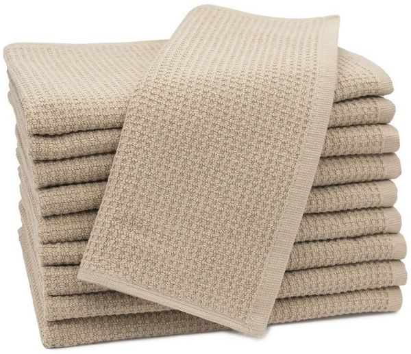 ZOLLNER Gästehandtücher, Glattvelours (10-St), 30x50 cm, 100% Baumwolle, vom Hotelwäschespezialisten, Waffelpique, Braun