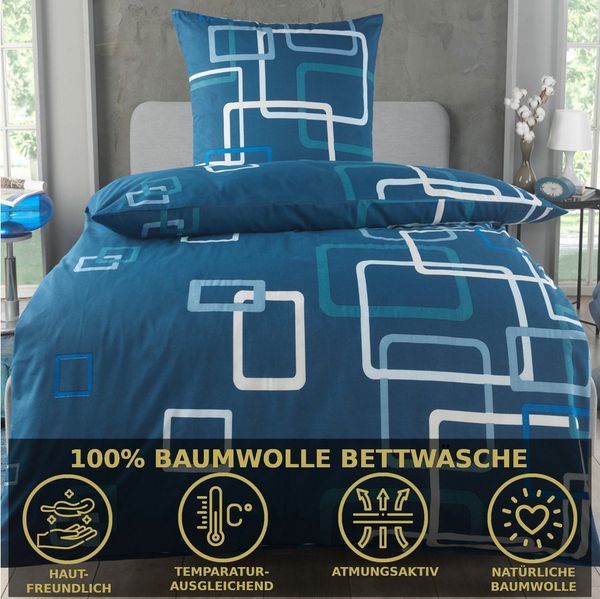 Malika Bettwäsche 135x200 + 80x80 cm atmungsaktiver Baummwoll Renforce Bettbezug, Renforce Baumwolle, 2 teilig, Für Allergiker geeignet, pflegeleicht, angenehm weicher Stoff