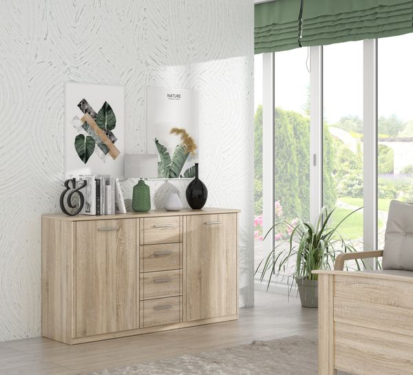 FORTE Gloria Sideboard, Holzwerkstoff, Beige, 147 x 84,3 x 41 cm