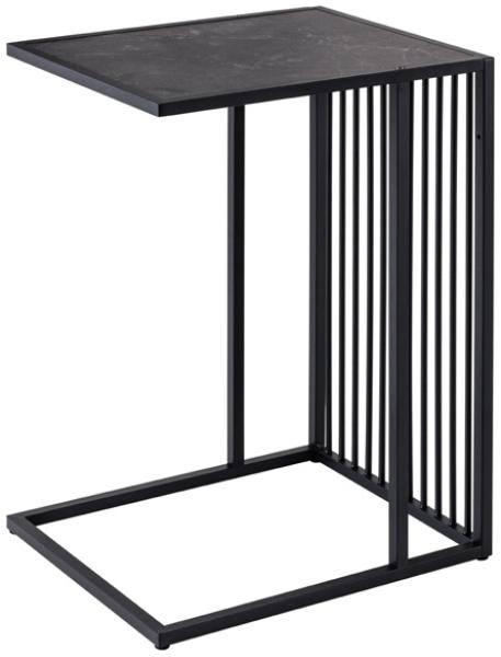 Moderner Beistelltisch STRIVE 65cm Marmor-Look Industrielles Design schwarz Metall Bild 3