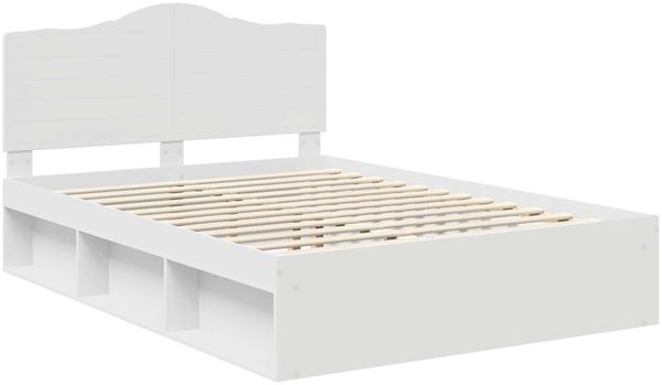 vidaXL Bettrahmen mit Kopfteil Weiß 140 x 190 cm Massives Kiefernholz 3413308 Bild 4