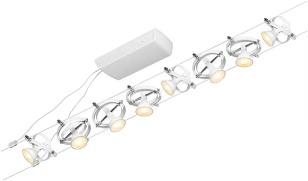 Paulmann No. 94492 Seilsystem Cardan 8 Spots Weiß ohne Leuchtmittel DC 60VA