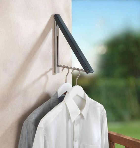 WENKO Kleiderstange Klapp-Garderobe Outdoor, wetterfest, platzsparend, rostfrei. (Outdoor-Garderobe, faltbar, wetterfest, Edelstahl und ABS-Kunststoff, WENKO Klapp-Garderobe, robust, ideal für Balkon, Terrasse, Garten), Klappbar, witterungsbeständig, r...