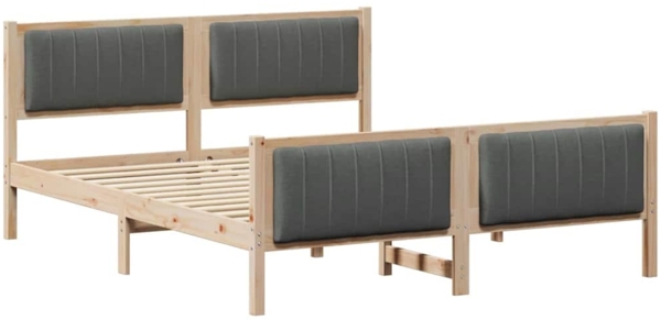 vidaXL Bettgestell Braun und Dunkelgrau 160 x 200 cm Massivholz Kiefer 3394309