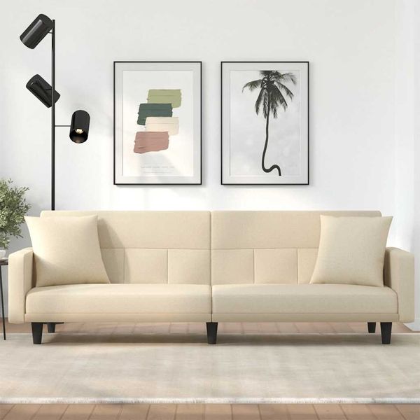 vidaXL Schlafsofa mit Kissen Creme Stoff 351878