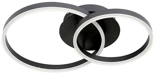 ZMH LED Deckenleuchte Deckenlampe 2 Ringe Modern Esszimmer 59cm Schwarz 45W, LED fest integriert, dimmbar