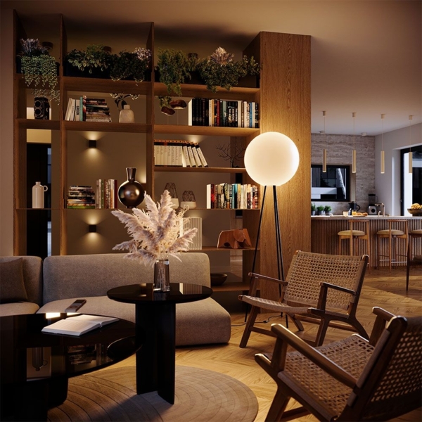 s.luce Dreibein-Stehleuchte Orb Tripod 160cm mit Glaskugel Weiß Ø 40cm Bild 2