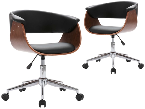 vidaXL Drehbare Esszimmerstühle 2 Stk. Schwarz Kunstleder [3054872]